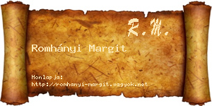 Romhányi Margit névjegykártya